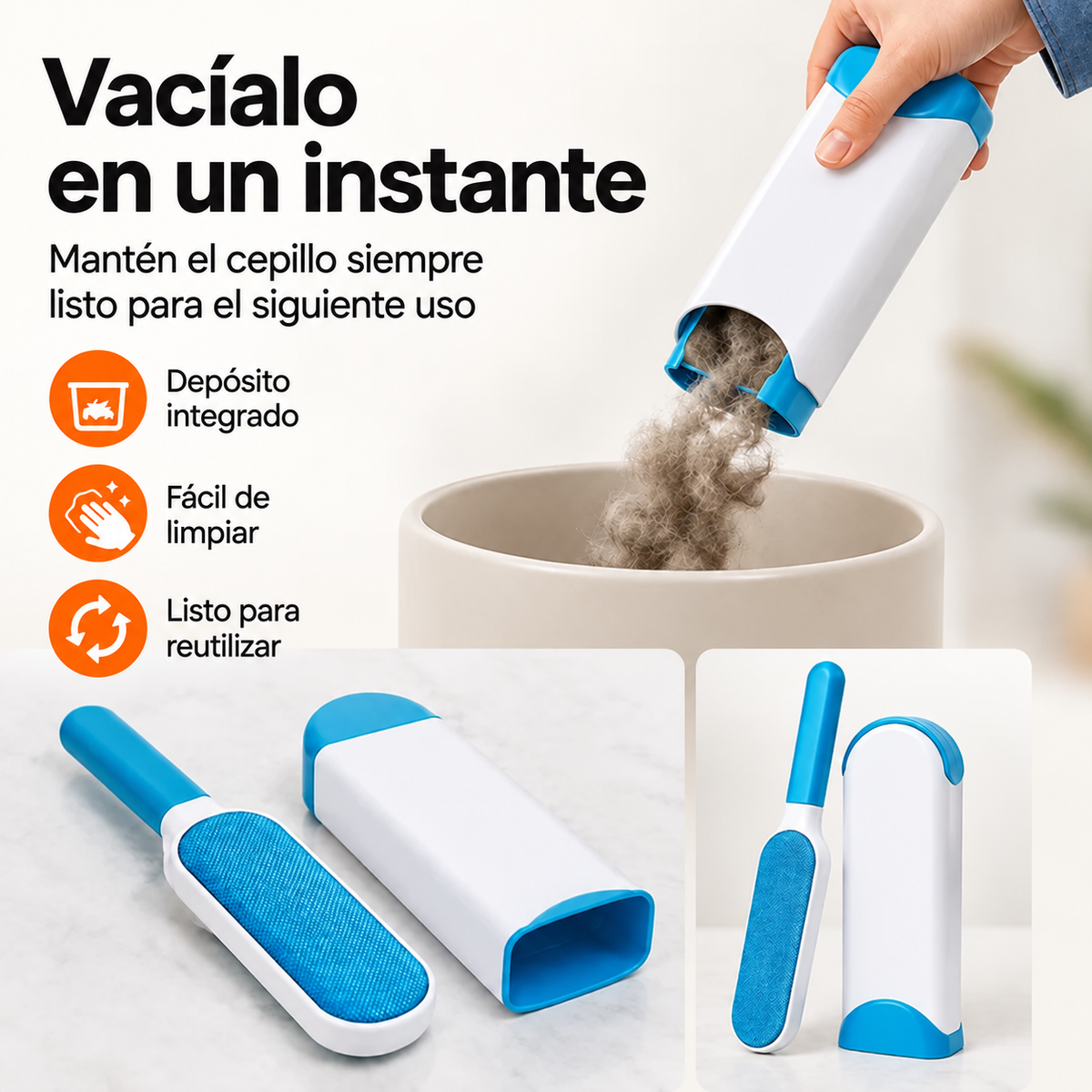 Pack de 2 cepillo mascotas（1 grande + 1 pequeño）